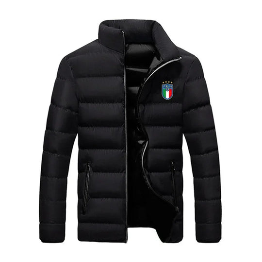 Winter coat men's fashion stand collar men's coat outdoor camping men's solid thickened jacket coat men's Parka