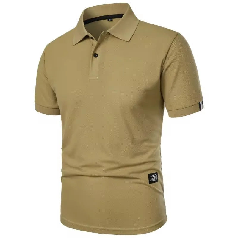 Summer Men's Solid Color Polo Shirt Short Sleeve Lapel Button Tshirts for Men Casual Streetwear Lightweight Jogging Tops Beauty hair & fashionfj