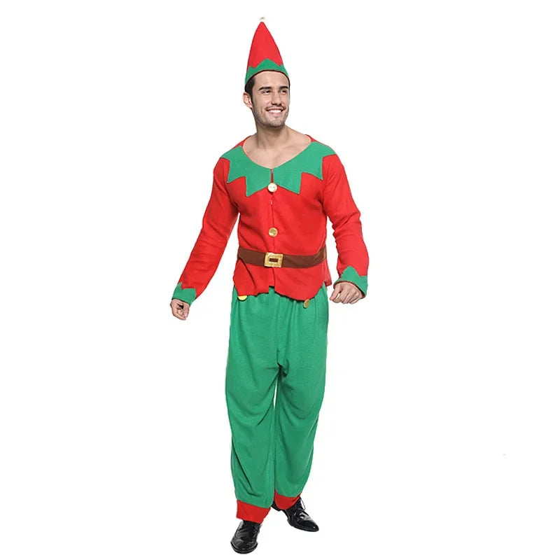 Christmas Elf Cosplay Parent-Child Clothes Home Party Medieval Role Play Costume Winter Season New Year Adult Men Women