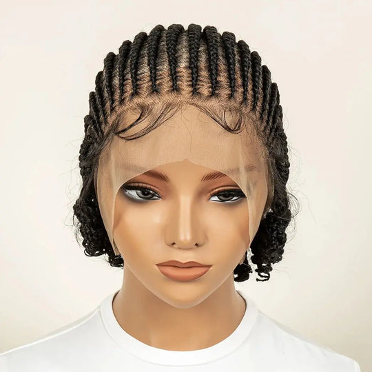 Synthetic Full Lace Cornrow Braided Wig with Baby Hair 8 Inch Knotless Braids for Black Women Braided Wigs Easy to Wear
