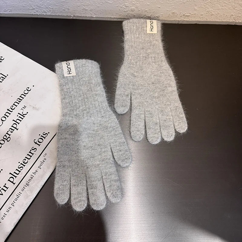 Winter Knitted Gloves Stretchy Warm Gloves Solid Color Fingered Gloves for Cold Weather Girls Men Women And Teens Winter Mittens