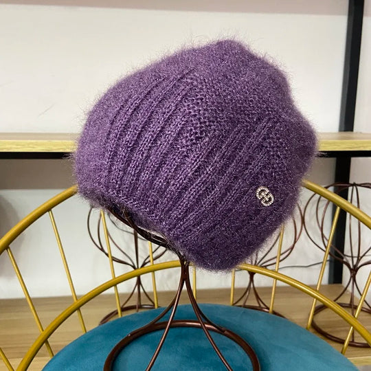 Winter Hats for Women Warm Thick Beanies Girls Outdoor Headwear Knitted Skulls Elastic New Striped Diamond Female Casual Hats