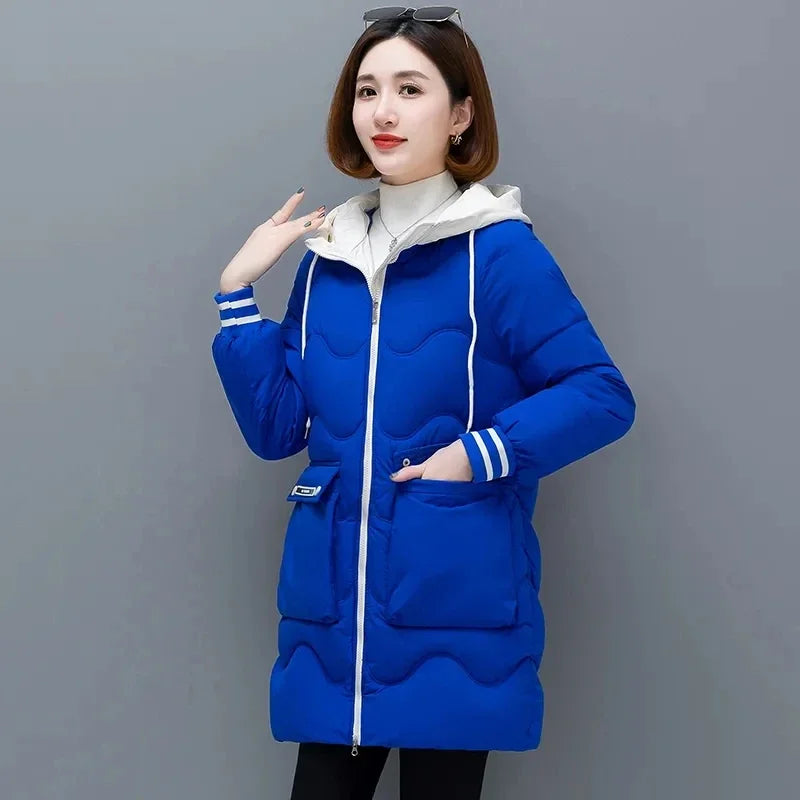 Long Winter Jacket Women Down Cotton Coats 2024 New Cotton Padded Puffer Parka Coat Women Hooded Outwear Thicken Warm Jacket 4XL