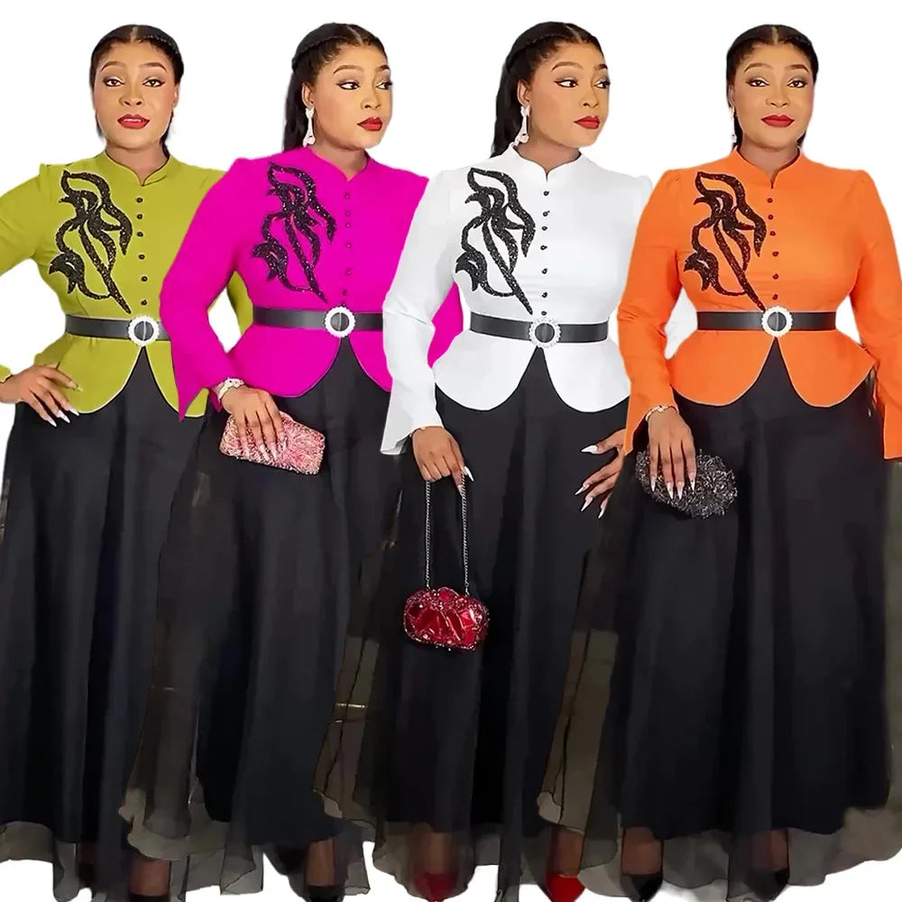 Plus Size African Party Dresses for Women 2025 New Fashion Dashiki Ankara Wedding Evening Gown Elegant Muslim Maxi Dress Beauty hair & fashionfj