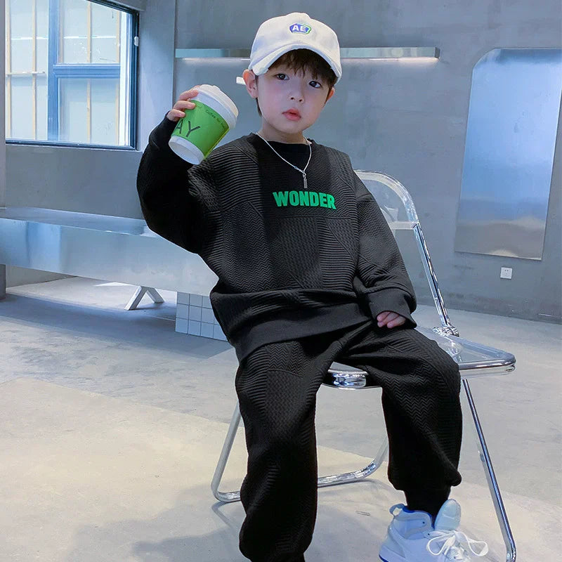 New Boys Casual Sets Boys Sports Autumn Suits Children's Spring Letter Tracksuit Kids Fashion Sweatshirts+Pants 2Pcs Outfits Beauty hair & fashionfj