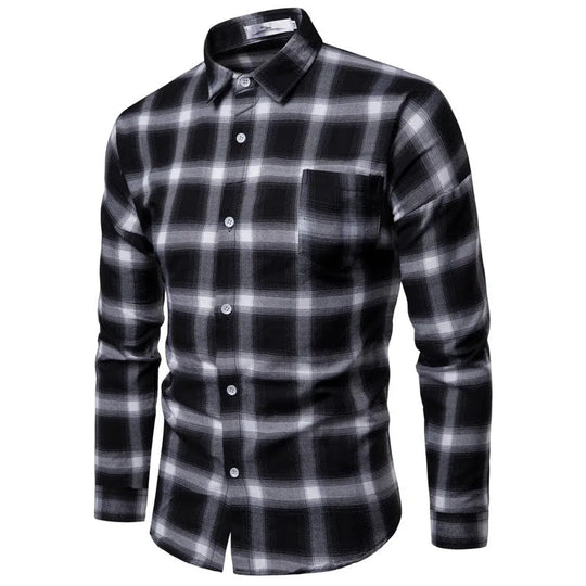 1pcs Spring Autumn Men Long Sleeve Grid Shirt Man Thin Shirt Male Fashion Classic Basic Casual Shirt Coat Men's Slim Tops M-3XL Beauty hair & fashionfj