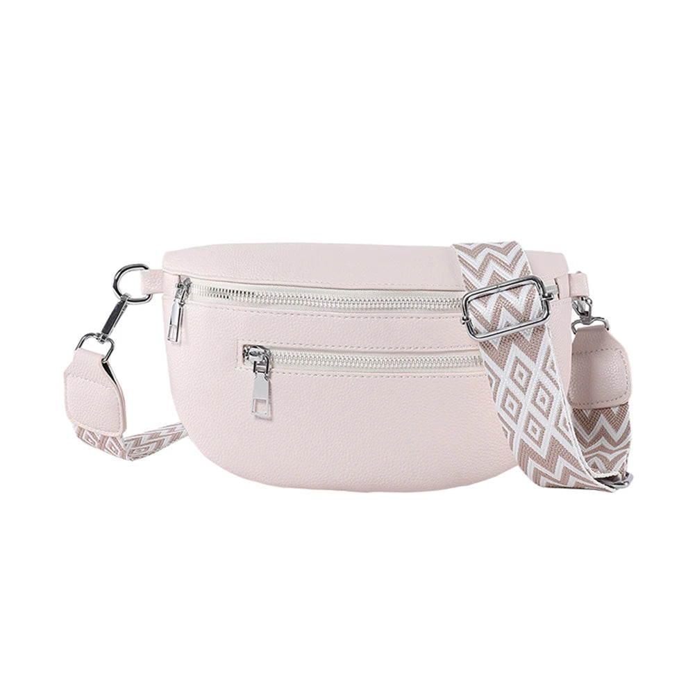 Women Stylish Crossbody Bag with Wide Strap Fashion Sling Bag Multi-pocket Coin Phone Purse Travel Outdoor Bag