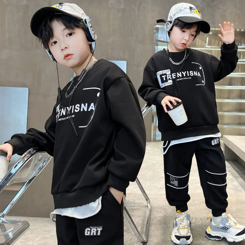 Boys Sweatshirts +Pants Kids Suits 2PCS/Set Cotton 2025 Luminous Spring Autumn Cotton High Quality Christmas Gift Children Cloth Beauty hair & fashionfj