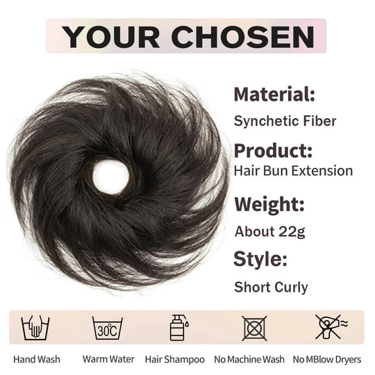 Short Ponytail Bun Hair Extensions Tousled Updo Bun Hairpieces With Elastic Rubber Band Hair Accessories Beauty hair & fashionfj