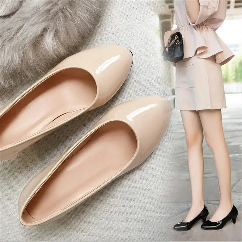 Shoes Ladies Pumps Medium Heel Nude Sexy High Heels Weeding Shoes Women Office Work White Pumps Party Shoes Beauty hair & fashionfj