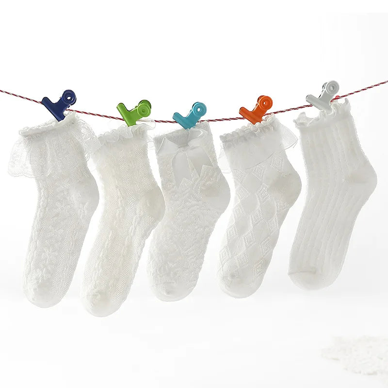 1 Pair Baby Girls Kids Socks Lace Ruffle Princess Mesh Children Short Breathable Cotton White Black Dance Toddler Socks