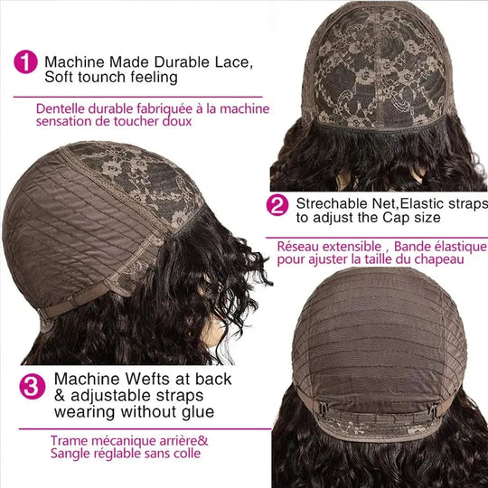 Fringe Bang Wig With Deep Wave Human Hair Water Wave Natural  Deep Curly Brazilian Hair Wigs 180% Density For Women Beauty hair & fashionfj
