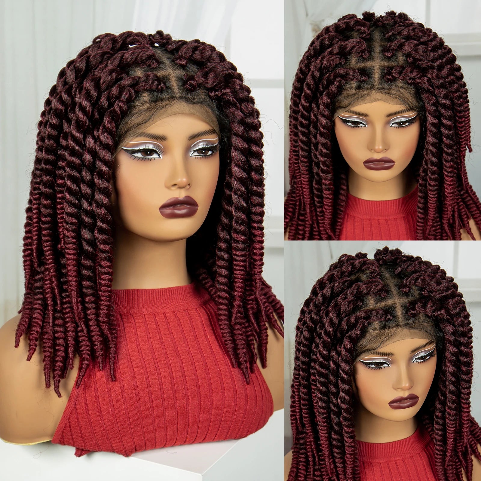 16 Inch Knotless Box Twist Braided Wigs HD Full Lace Braided Lace Wig for Women Natural Lace Front Braided Wigs with Baby Hair