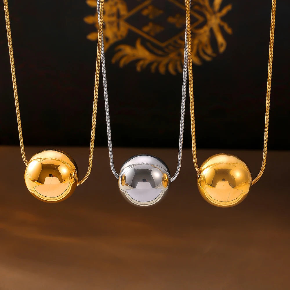 Women 18K Gold Plated Necklace Fashion Popular Waterproof Chian with Shiny Round Pendant Female Girl Jewelry Gift Accessories Beauty hair & fashionfj