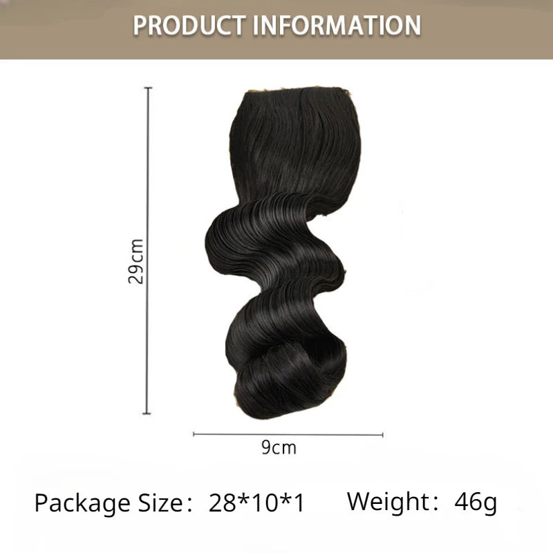 Fashion Vintage Wavy Wig Bangs Hat for Women Hair Extension Long Curly Wigs Space Hair Bun Surround Headband for Daily Use