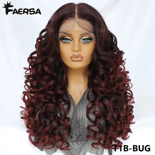 Latisha 13X6 HD 13X5X1 Synthetic Lace Front Wigs Curly Pre Plucked Lace Frontal Wig with Bangs for Women Highlight with Babyhair Beauty hair & fashionfj