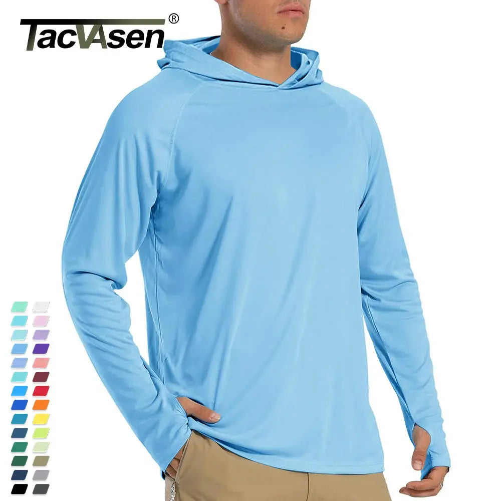 TACVASEN Sun Protection T-Shirts Mens Long Sleeve Hoodie Casual UV-Proof T-Shirts Breathable Lightweight Quick Dry T shirts Male Beauty hair & fashionfj