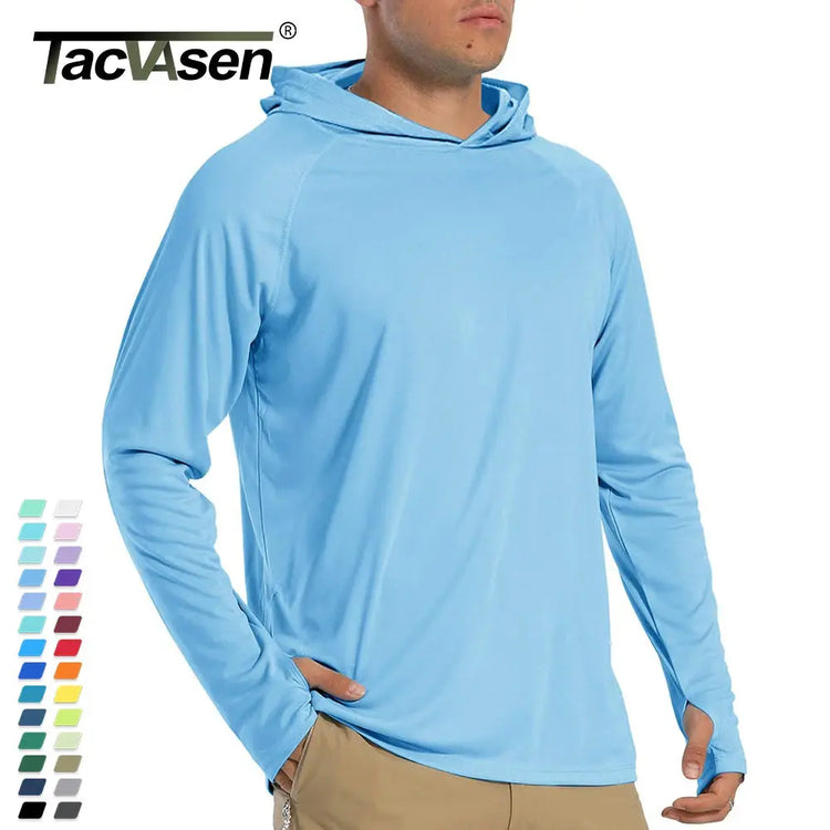 TACVASEN Sun Protection T-Shirts Mens Long Sleeve Hoodie Casual UV-Proof T-Shirts Breathable Lightweight Quick Dry T shirts Male Beauty hair & fashionfj