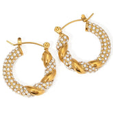 Youthway Cubic Zirconia Stainless Steel Twisted Hoop Earrings For Women 18K gold-plated Trendy Chunky Jewelry Gift Beauty hair & fashionfj