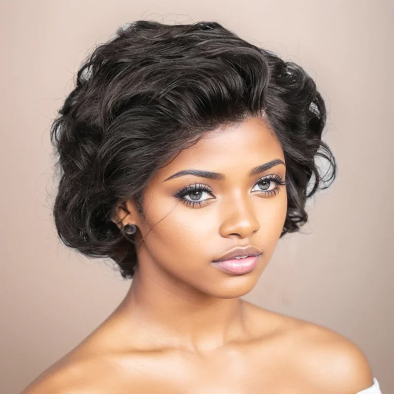 Pixie Cut Wig Human Hair Straight13X4 HD Lace Front Wigs Wear and Go Glueless Wigs Human Hair Short Curly Natural Wigs for Woman Beauty hair & fashionfj