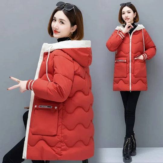 Long Winter Jacket Women Down Cotton Coats 2024 New Cotton Padded Puffer Parka Coat Women Hooded Outwear Thicken Warm Jacket 4XL
