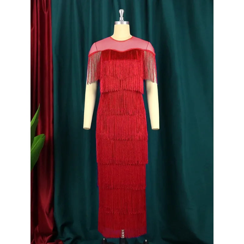 Customized Plus Size African Party Evening Dresses for Women Summer Tassel Short Sleeve Traditional Dashiki African Clothes Anka Beauty hair & fashionfj