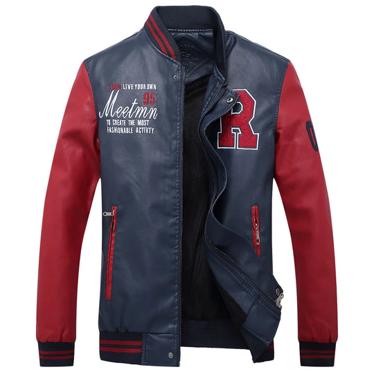 Men's Baseball Collar Fashionable Motorcycle Clothing Spring Autumn Casual PU Leather Jacket Youth Style Brand Leather Coats