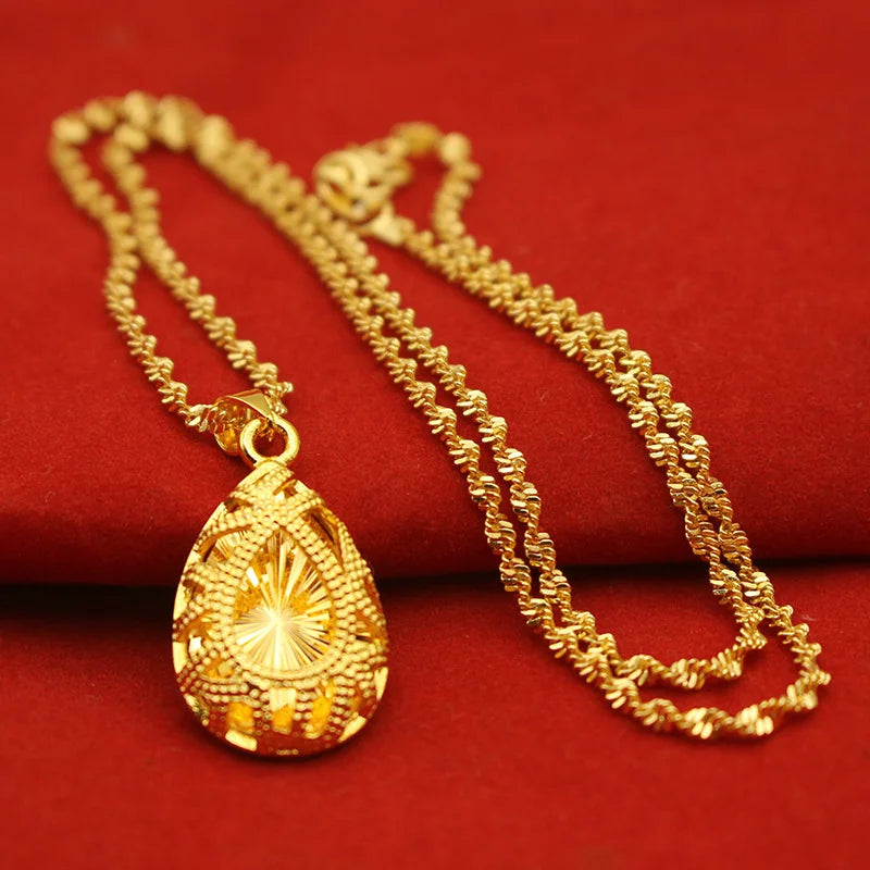 9999 24K REAL gold necklace women's real gold necklace pendant gold necklace women's jewelry fashion hundred items Beauty hair & fashionfj