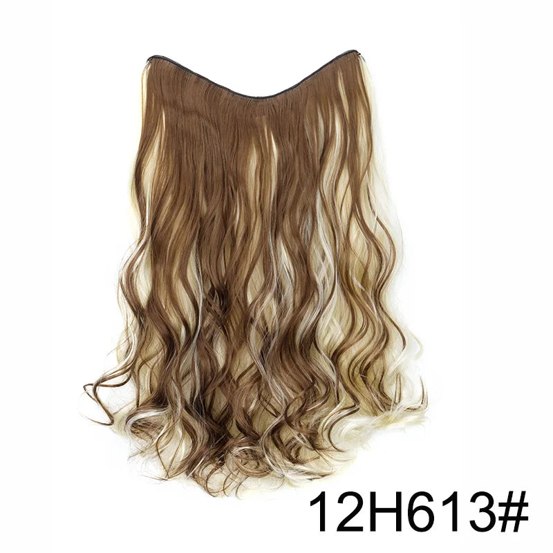 20Inch Synthetic Long Wavy Curly 4 Clip in Hair Extension V-shaped Heat Resistant Black Blonde Hairpiece for Women Beauty hair & fashionfj