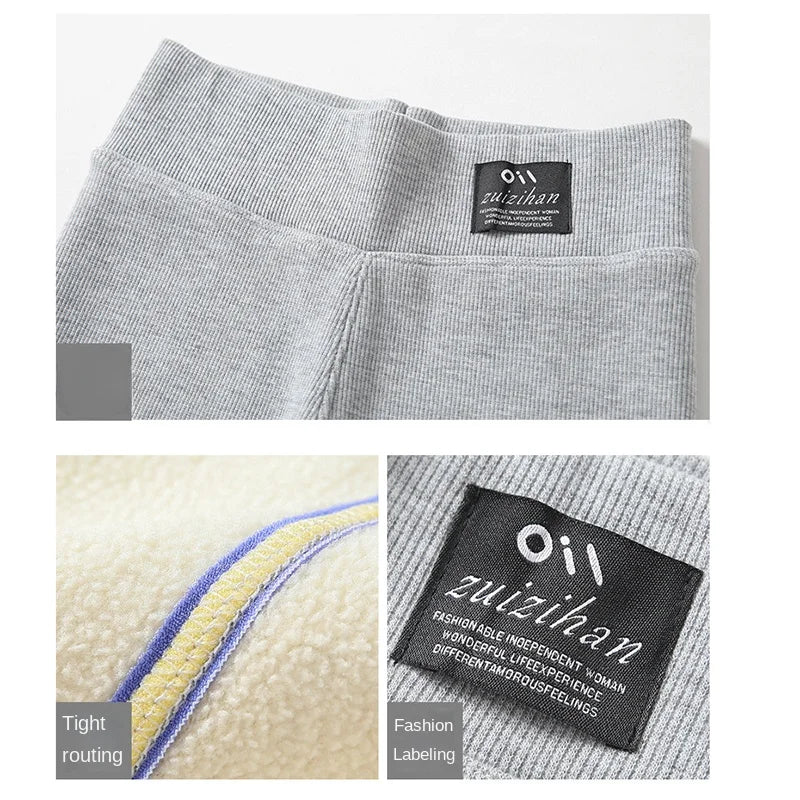 Winter Leggings Thick Thermal Pants High-waisted Leggings Women's Threaded Leggings Comfortable Stretch Leggings Black Thin