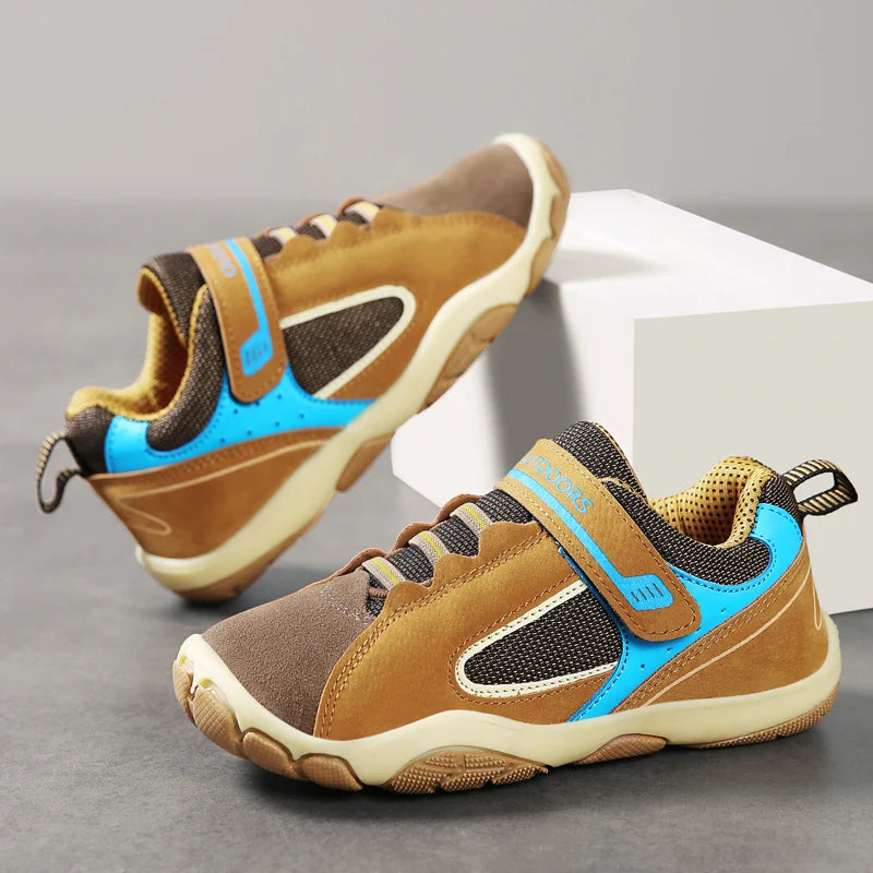 Children's Sneakers Spring Boy's Sports Shoes Leather Running Shoes Wear-resistant Comfortable Sneakers