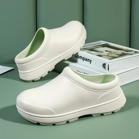 Slippers for Men and Women, Summer Kitchen Waterproof Shoes, Non-Slip, Portable and Comfortable Sandals for Work, Thick-Soled Outer Wear Toe-Toe Shoes