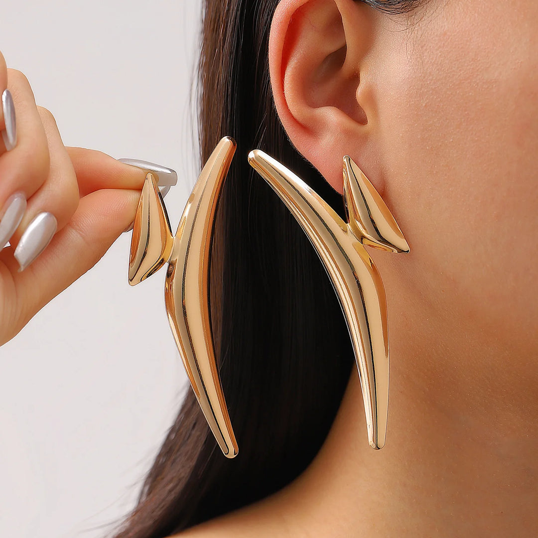 Exaggerated Gold Color Heart Oval Earrings For Women Metal Earing Jewelry 2025 Trending Irregular Wrinkled Geometric Earrings