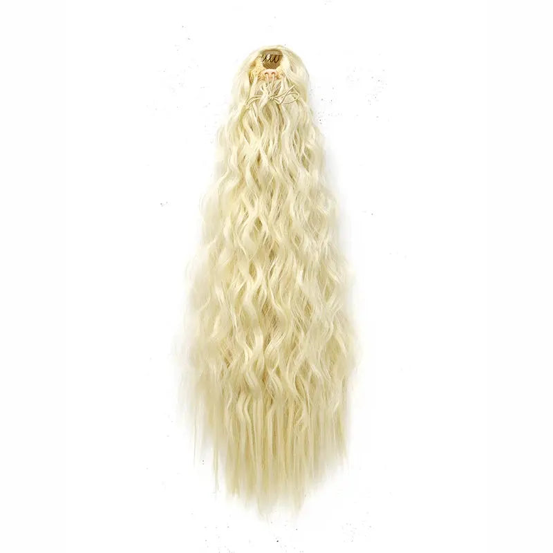 22Inch Synthetic Long Kinky Curly Ponytail Hair Extension Drawstring Wrapped Clip in Hair Black Hairpiecefor Women Beauty hair & fashionfj