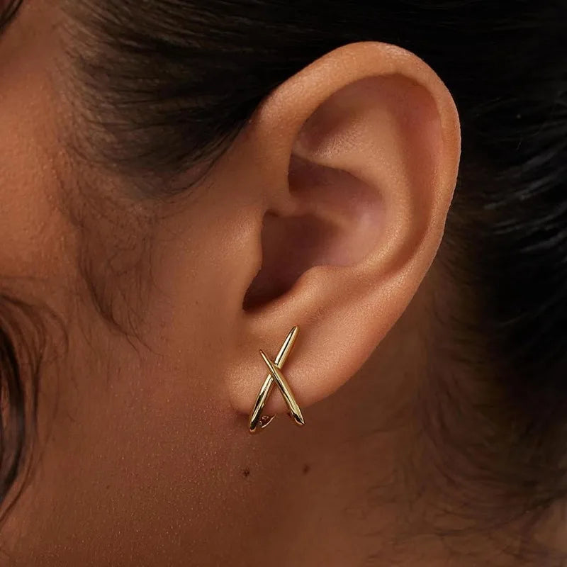 Gold Earrings for Women Trendy, 14K Gold Plated Dainty Simple Minimalist Hypoallergenic Stud Earring for Teen Gifts Jewerlry