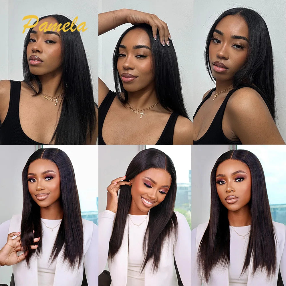 300% High Density Bone Straight Wig 4x4 5x5 Lace Closure Glueless Wigs Human Hair Wig 13x6 HD Transparent Lace Front Pre plucked Beauty hair & fashionfj