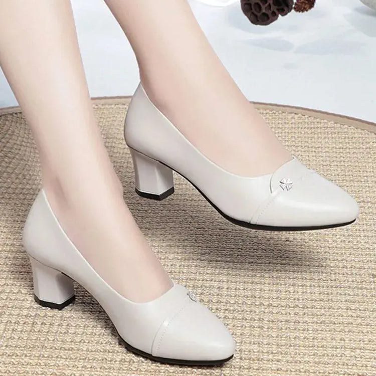 women fashion sweet light weight black patent leather slip on stiletto heel shoes lady classic daily beige office footwear b414 Beauty hair & fashionfj