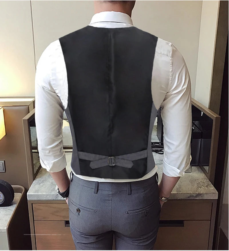 Fashion Single Breasted Suit Vests for Men Grey Black High-end Male Waistcoat Slim Fit Formal Business Casual Vest Plus Size 7XL Beauty hair & fashionfj