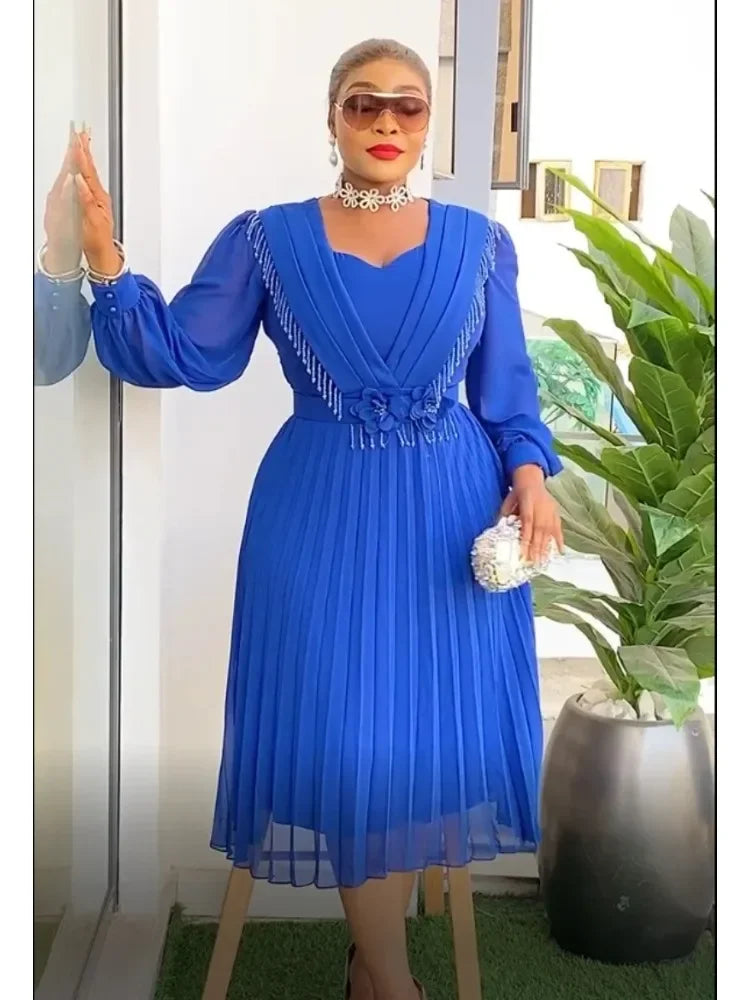 African Dress Women Fashion Elegant Clothing Plus Size Wedding Party Summer Dressing 2025 For Office Pleated Skirt Daily Wear Beauty hair & fashionfj