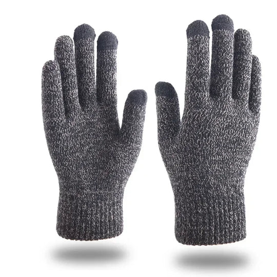 Winter Knitted Gloves Men Warm Full Finger Touchscreen Anti-Slip Gloves for Cycling Running Driving Hiking Camping Work Mittens