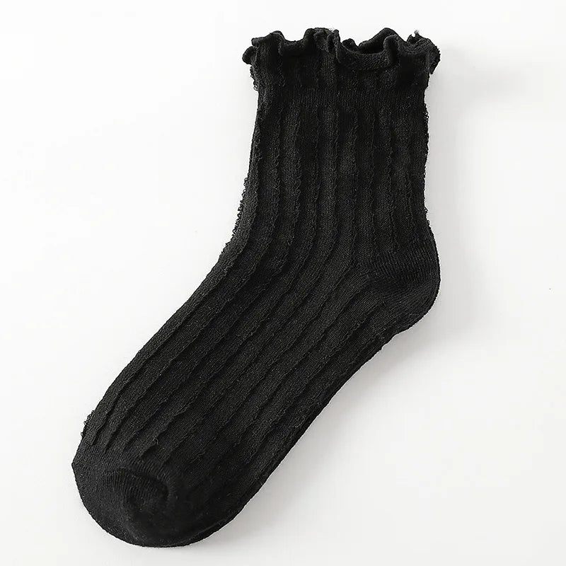 1 Pair Baby Girls Kids Socks Lace Ruffle Princess Mesh Children Short Breathable Cotton White Black Dance Toddler Socks