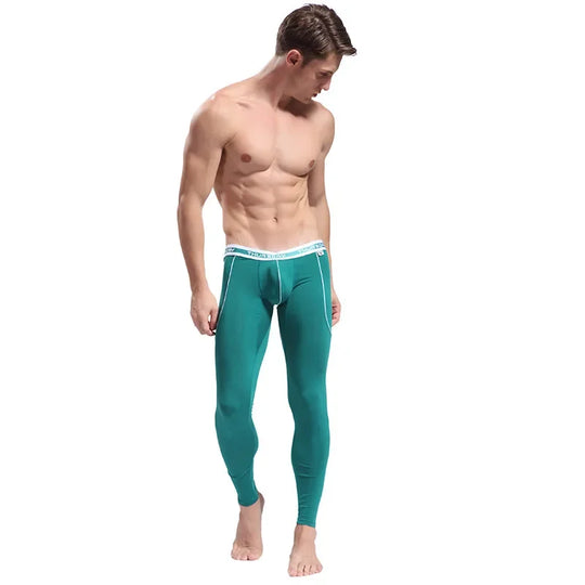 Autumn/Winter Warm Long Pants Men's Thermal Underwear Bottoms Thin Breathable Soft Slim Fit Elasticity Bulge Pouch Legging Basic