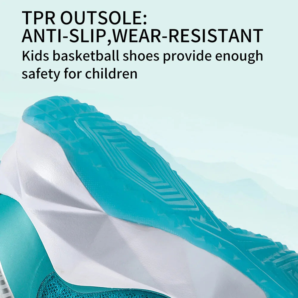 Kids Basketball Shoes Sneakers Durable  Non-Slip Running Shoes Secure for Little Kids Big Kids and