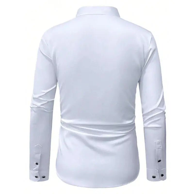 Men Dress Shirt Brand New Solid Color Long Sleeve Smart Casual White Elastic Male Business Shirts Beauty hair & fashionfj