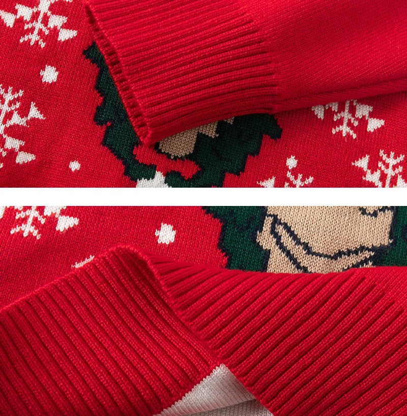 Christmas Children Knit Clothes 2023 New Kids Sweaters Boys Girls Warm Knitted Autumn Winter Toddler Cartoon Print Casual Jumper