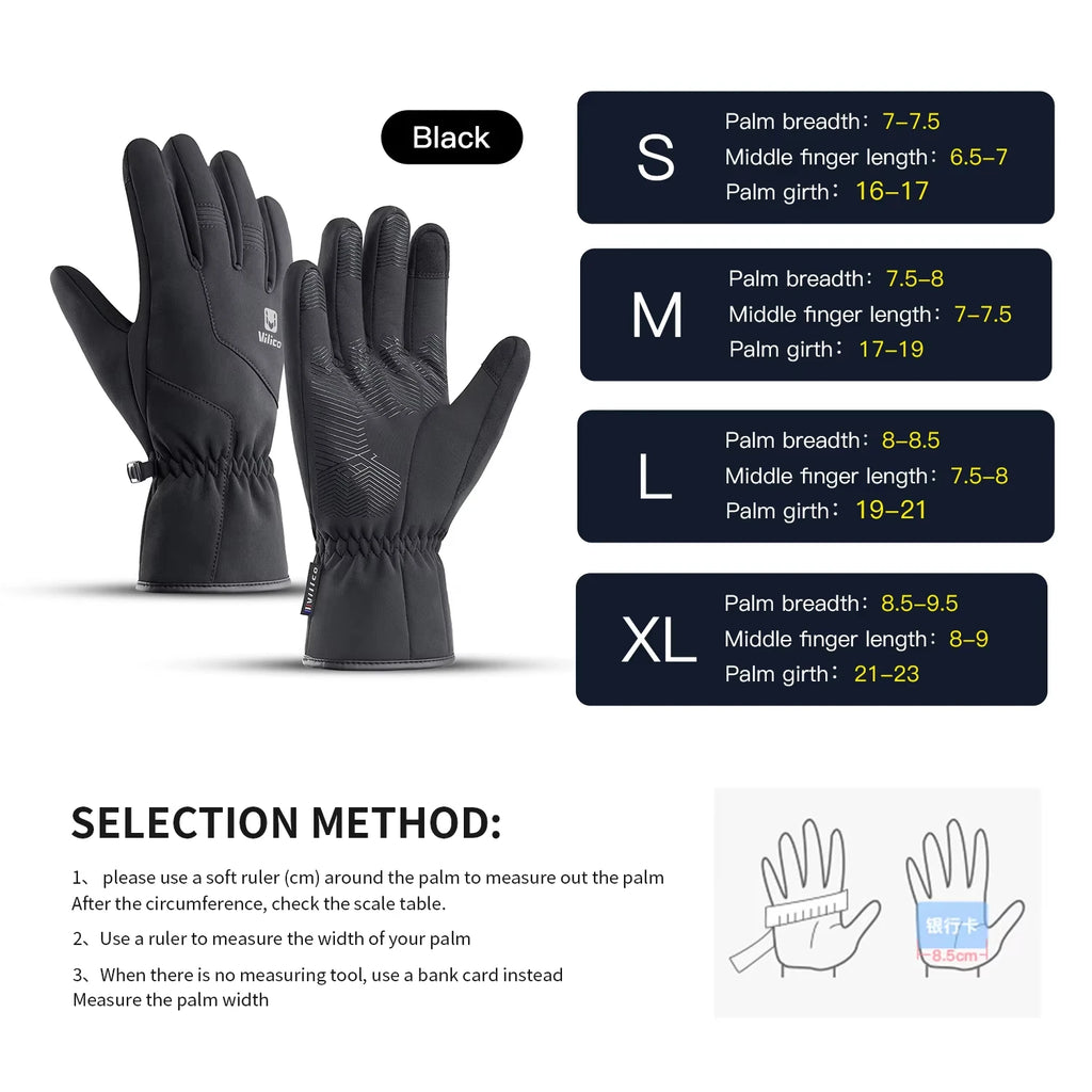 Autumn Winter Outdoor Cycling Gloves for Men Women Touchscreen Thermal Windproof Waterproof Anti-Slip Skiing Hiking Sports Glove