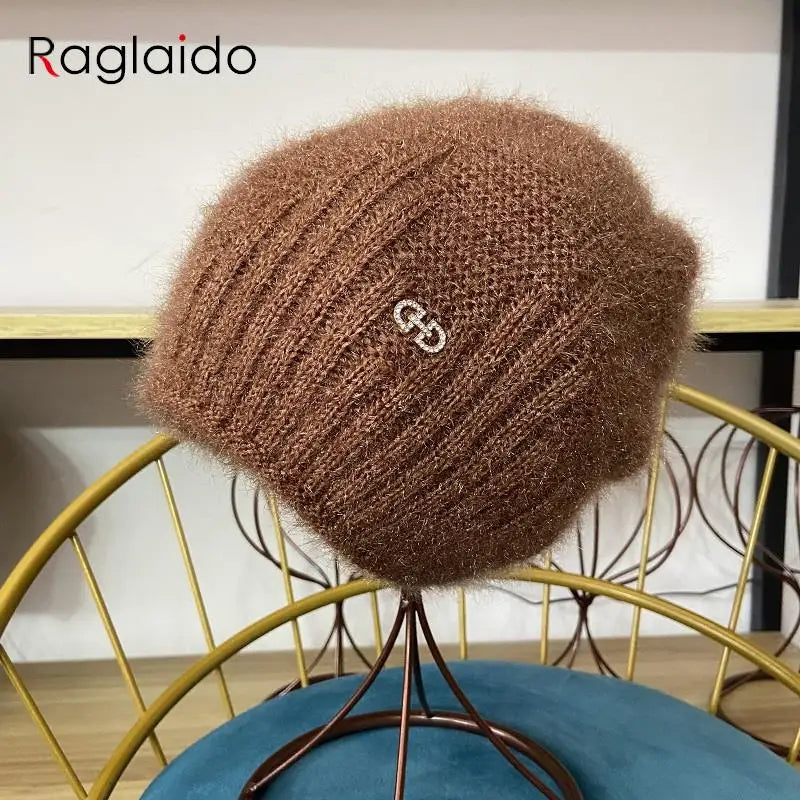 Winter Hats for Women Warm Thick Beanies Girls Outdoor Headwear Knitted Skulls Elastic New Striped Diamond Female Casual Hats