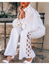2 Piece Set Women Plus Size Hollow Out Sexy Young Daily Soft Full Sleeve Fashion Pants Wide Leg Wholesale Dropshipping Beauty hair & fashionfj