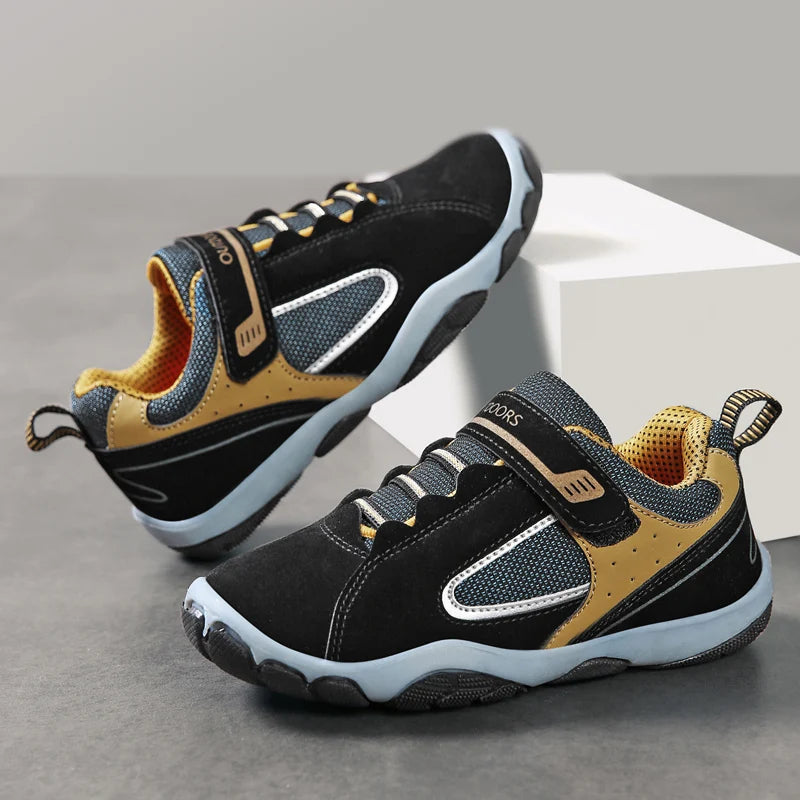 Children's Sneakers Spring Boy's Sports Shoes Leather Running Shoes Wear-resistant Comfortable Sneakers