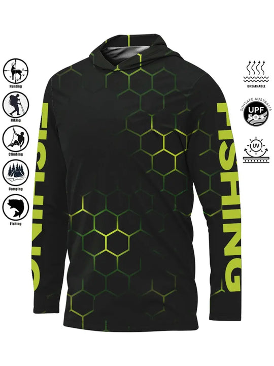 Fishing Shirt Hooded Outdoor Uv Protection Large Size Man Camouflage Printing Moisture Wicking Jersey Fishing Apparel Tops Beauty hair & fashionfj